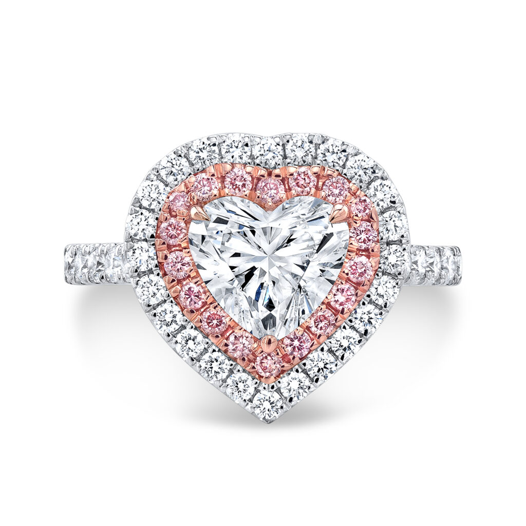 DOUBLE PINK HEART Engagement Ring