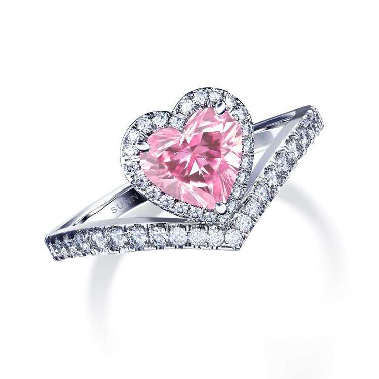 Heart Shaped Pink Diamond Engagement Ring