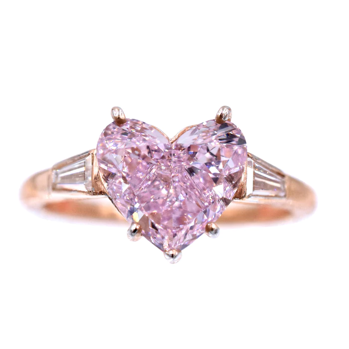 Fancy Purple Pink Heart Diamond Engagement Ring